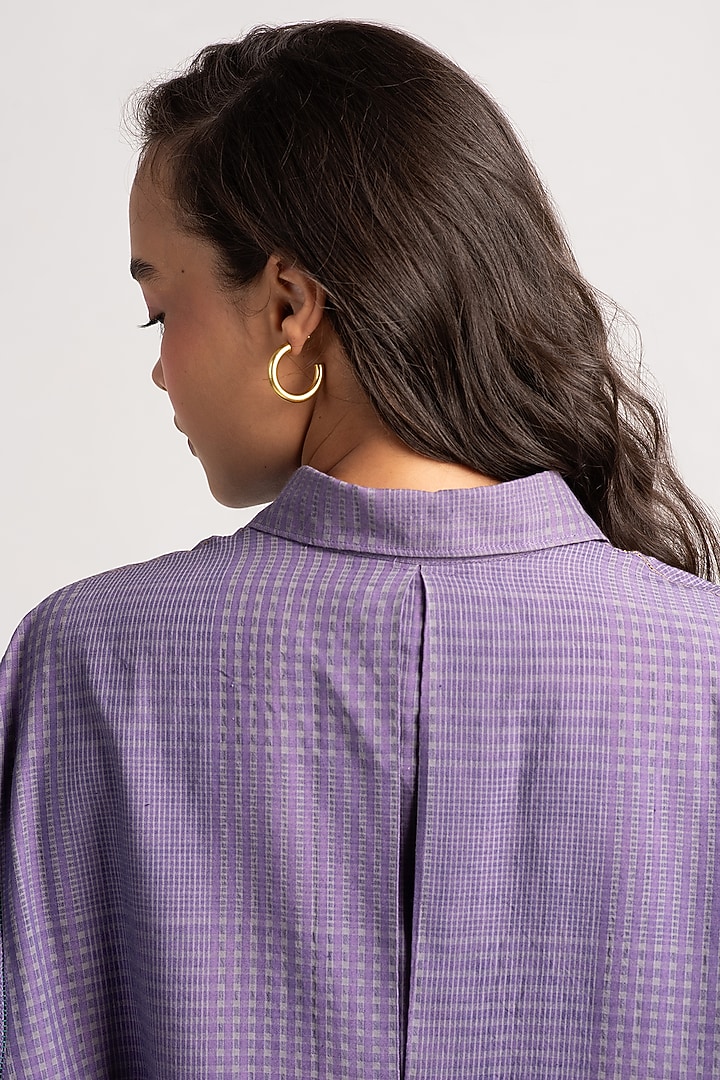 Lilac Cotton Silk Shirt by SUKETDHIR at Pernia's Pop Up Shop