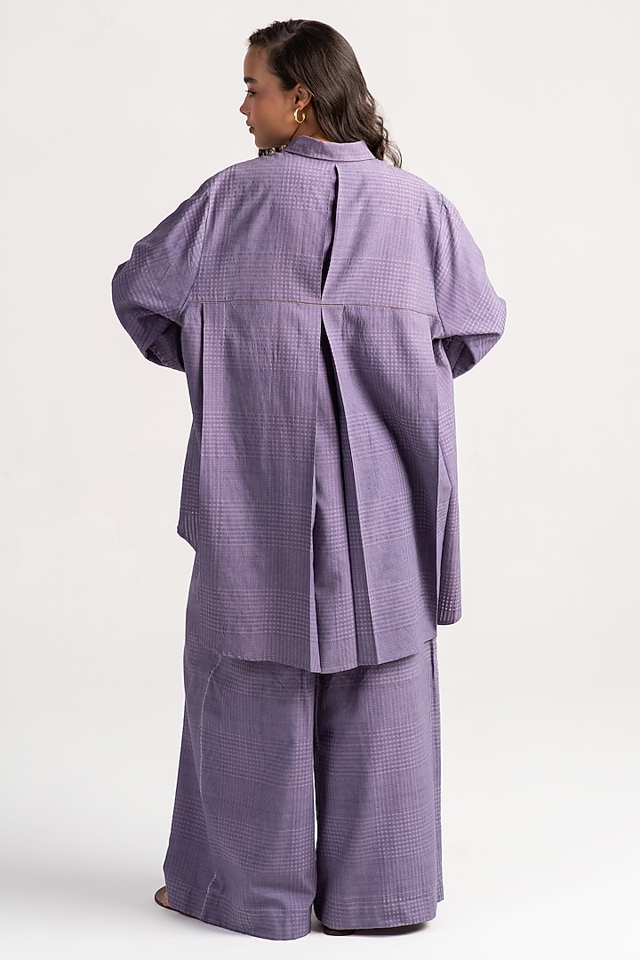 Lilac Cotton Silk Trousers by SUKETDHIR at Pernia's Pop Up Shop