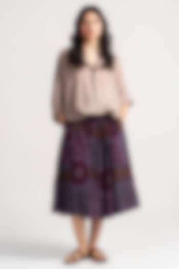 Lilac & Wine Cotton Ikat Skirt by SUKETDHIR at Pernia's Pop Up Shop