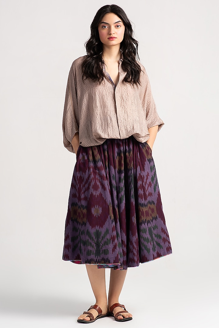 Pale Mauve Silk Shirt by SUKETDHIR at Pernia's Pop Up Shop