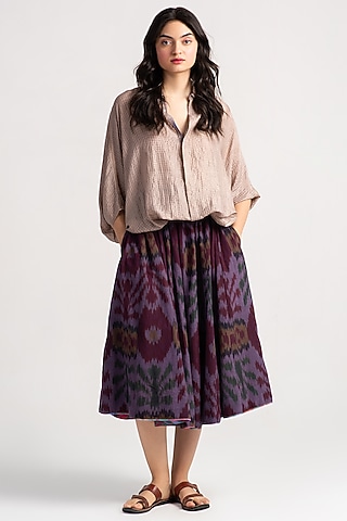 Pale Mauve Silk Shirt by SUKETDHIR