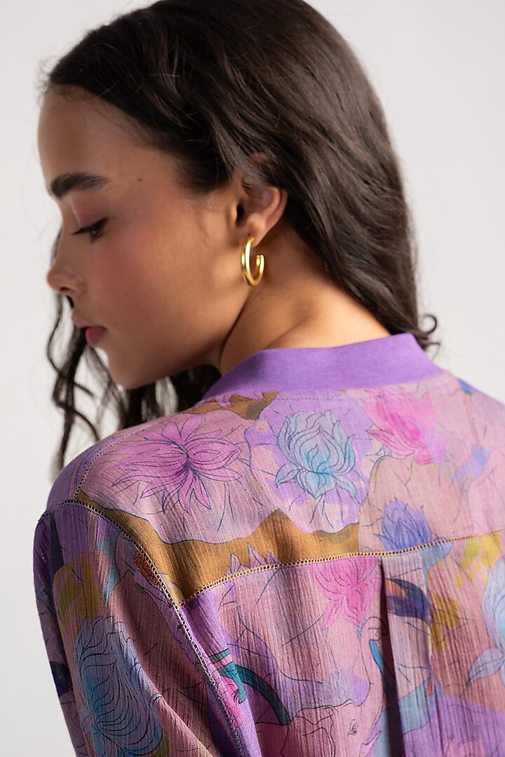 Amethyst Sacred Purple Cotton Crepe Shirt by SUKETDHIR at Pernia's Pop Up Shop