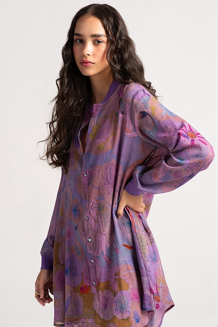 Amethyst Sacred Purple Cotton Crepe Shirt by SUKETDHIR at Pernia's Pop Up Shop