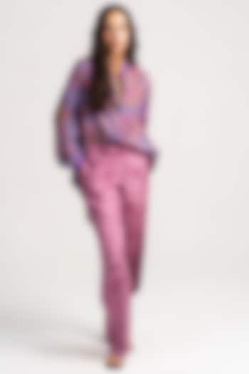 Amethyst Sacred Purple Silk Trousers by SUKETDHIR at Pernia's Pop Up Shop