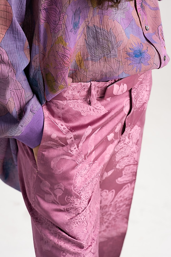 Amethyst Sacred Purple Silk Trousers by SUKETDHIR at Pernia's Pop Up Shop