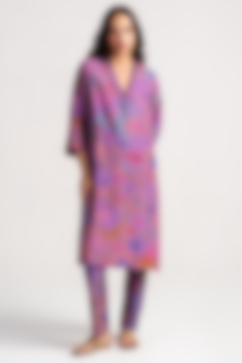 Amethyst Sacred Purple Muga Satin Silk Kurta by SUKETDHIR at Pernia's Pop Up Shop