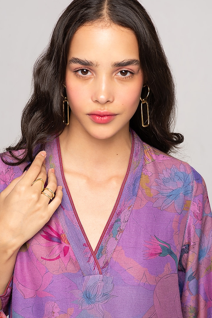 Amethyst Sacred Purple Muga Satin Silk Kurta by SUKETDHIR at Pernia's Pop Up Shop