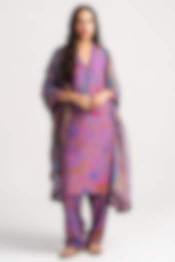 Amethyst Sacred Purple Muga Satin Silk Salwar Pants by SUKETDHIR at Pernia's Pop Up Shop