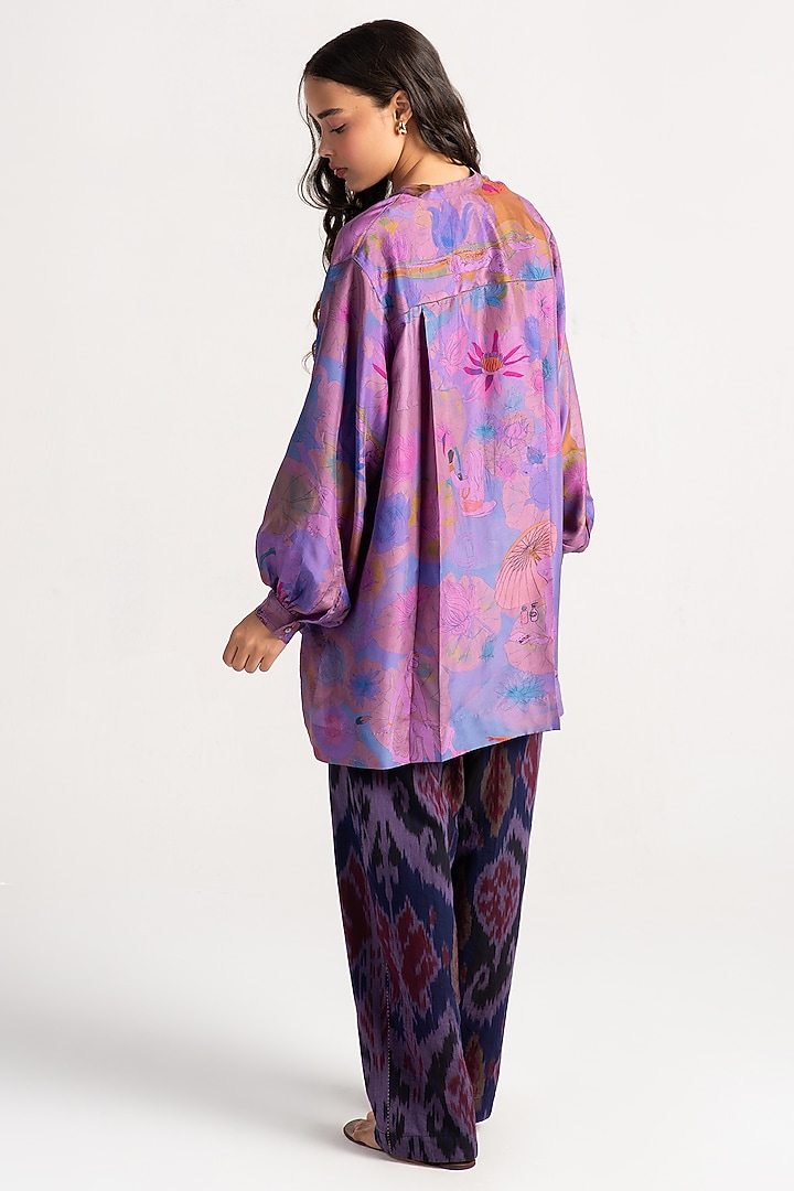 Amethyst Sacred Purple Silk Shirt by SUKETDHIR at Pernia's Pop Up Shop