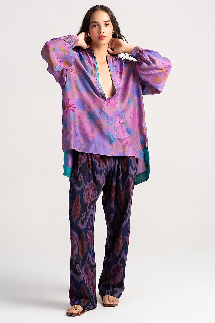 Amethyst Sacred Purple Silk Shirt by SUKETDHIR at Pernia's Pop Up Shop