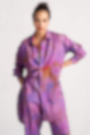 Amethyst Sacred Purple Linen Shirt by SUKETDHIR at Pernia's Pop Up Shop