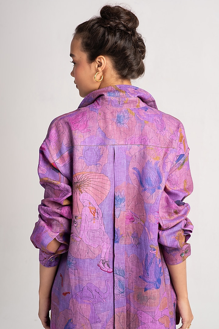 Amethyst Sacred Purple Linen Shirt by SUKETDHIR at Pernia's Pop Up Shop