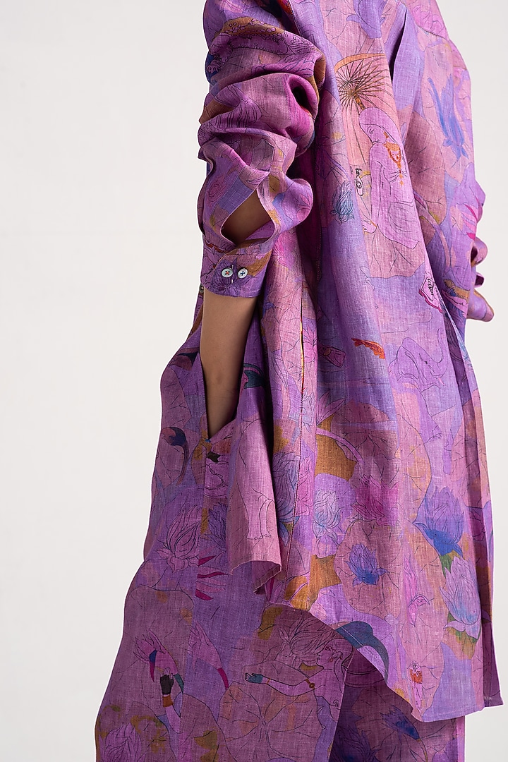Amethyst Sacred Purple Linen Shirt by SUKETDHIR at Pernia's Pop Up Shop