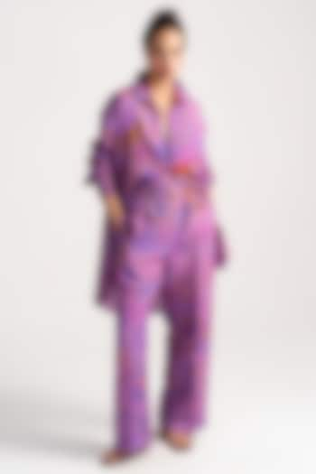 Amethyst Sacred Purple Linen Trousers by SUKETDHIR at Pernia's Pop Up Shop