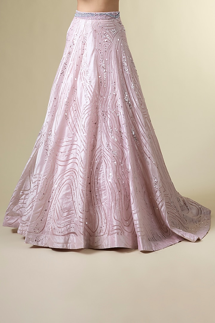 Purple Assam Silk Sequins & Crystal Embroidered Bridal Lehenga Srt by Sulakshana Monga Couture at Pernia's Pop Up Shop