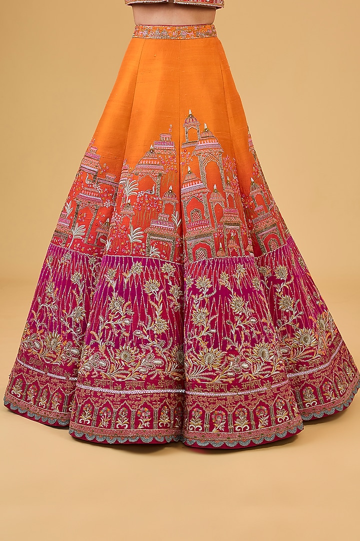 Multi-Colored Raw silk Dabka Embroidered Bridal Lehenga Set by Sulakshana Monga Couture at Pernia's Pop Up Shop