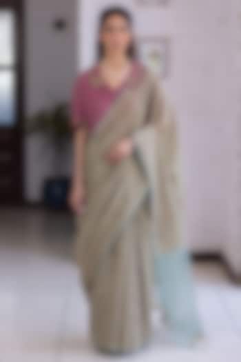 Brown Handwoven Fine Silk Khadi Wedding Saree by Surmaye at Pernia's Pop Up Shop