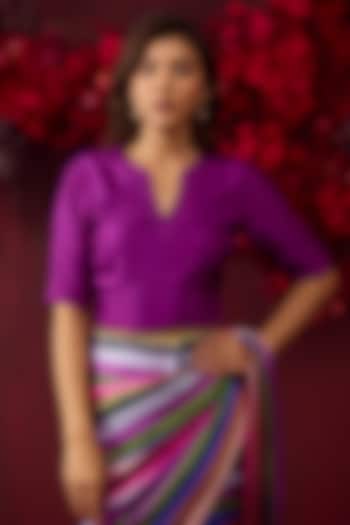 Violet Handwoven Mulberry Silk Blouse by Surmaye at Pernia's Pop Up Shop