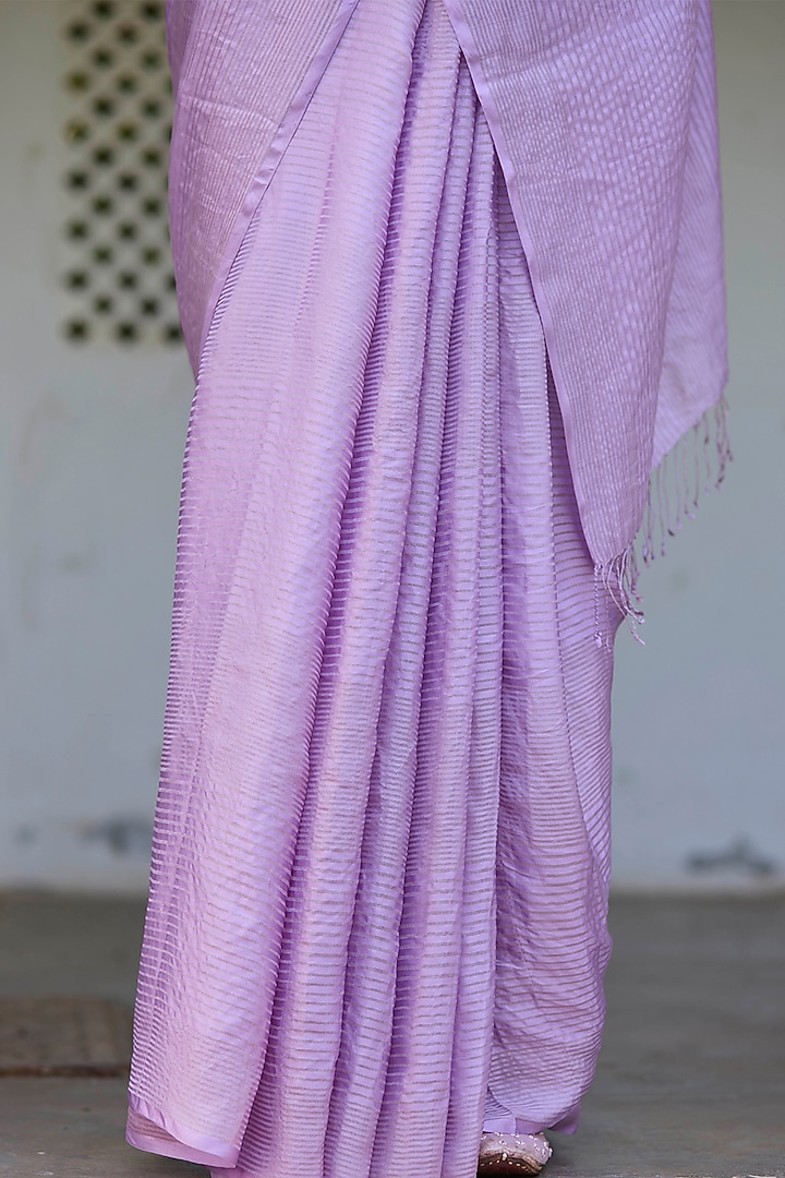 Powder Pink Handwoven Mulberry Silk Satin Party Wear Saree by Surmaye  at Pernia's Pop Up Shop
