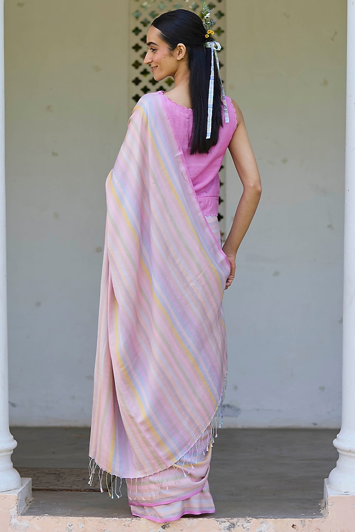 Multi-Colored Handwoven Mulberry Silk Festive Saree by Surmaye at Pernia's Pop Up Shop
