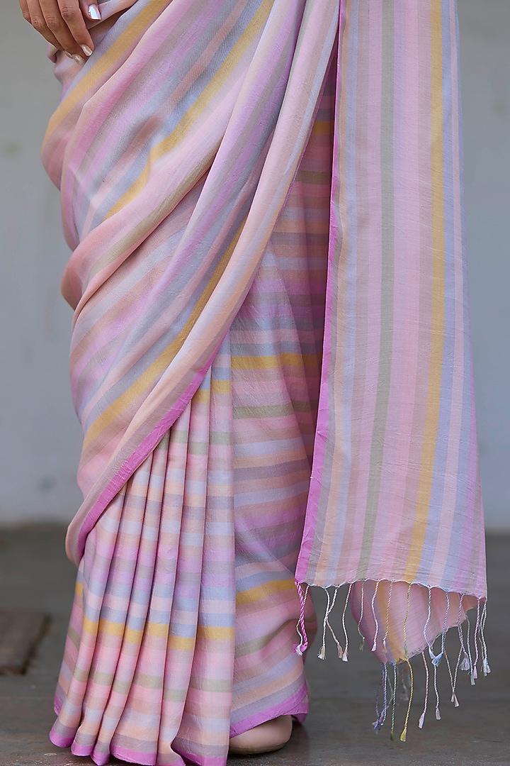 Multi-Colored Handwoven Mulberry Silk Festive Saree by Surmaye at Pernia's Pop Up Shop