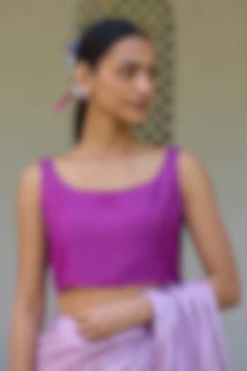 Pink Handwoven Mulberry Silk Cutwork Blouse by Surmaye at Pernia's Pop Up Shop