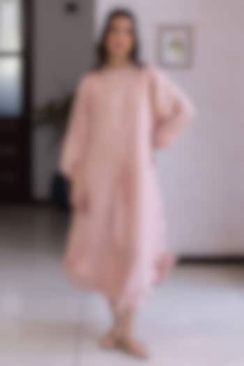 Pink Handwoven Mulberry Silk Vacation Dress by Surmaye  at Pernia's Pop Up Shop