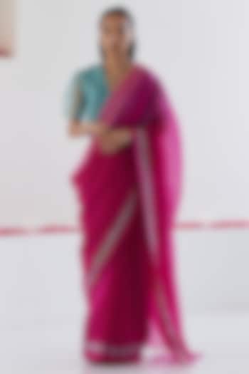 Pink Mulberry Silk Jamdani Motifs Party Wear Saree by Surmaye at Pernia's Pop Up Shop