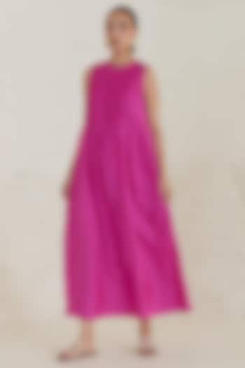 Pink Handwoven Silk Modal Maxi Summer Dress by Surmaye at Pernia's Pop Up Shop