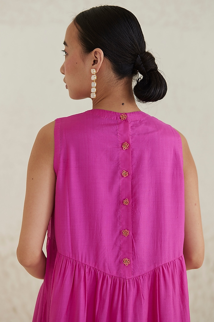 Pink Handwoven Silk Modal Maxi Summer Dress by Surmaye at Pernia's Pop Up Shop