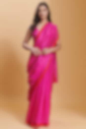 Pink Handwoven Organza Mulberry Silk Party Wear Saree by Surmaye at Pernia's Pop Up Shop