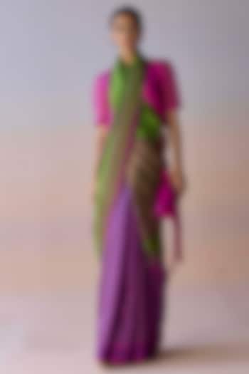 Multi-Colored Handwoven Organza Mulberry Silk Party Wear Saree by Surmaye at Pernia's Pop Up Shop