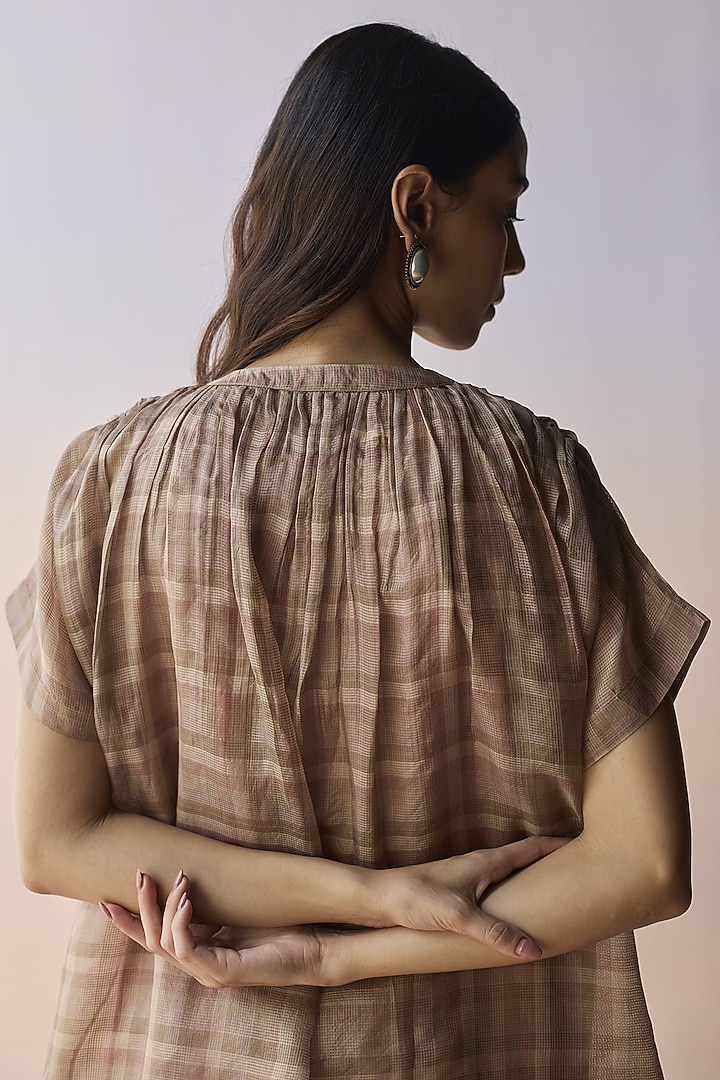 Brown Handwoven Kota Silk Kurta Set by Surmaye at Pernia's Pop Up Shop