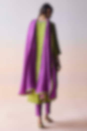 Purple Handwoven Mulberry Silk Dupatta by Surmaye at Pernia's Pop Up Shop