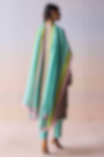 Blue Handwoven Mulberry Silk Dupatta by Surmaye at Pernia's Pop Up Shop