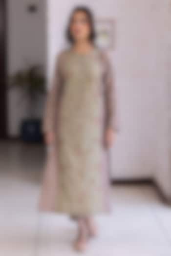 Brown Handwoven Cotton Hand Embroidered Kurta Set by Surmaye at Pernia's Pop Up Shop