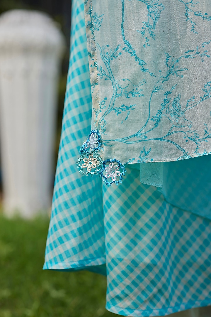 Ocean Blue Chanderi Kurta Set by Surmaye at Pernia's Pop Up Shop