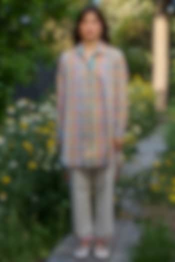 Multicolored Hand Woven Cotton Checkered Kurta Set by Surmaye at Pernia's Pop Up Shop