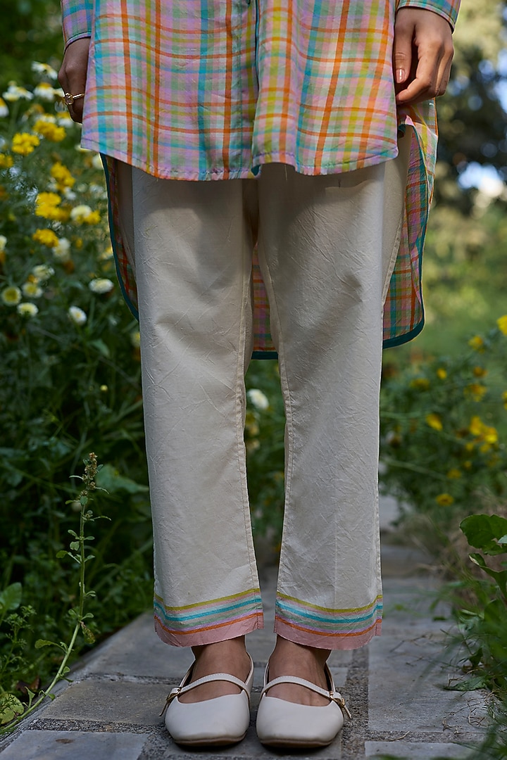 Multicolored Hand Woven Cotton Checkered Kurta Set by Surmaye at Pernia's Pop Up Shop