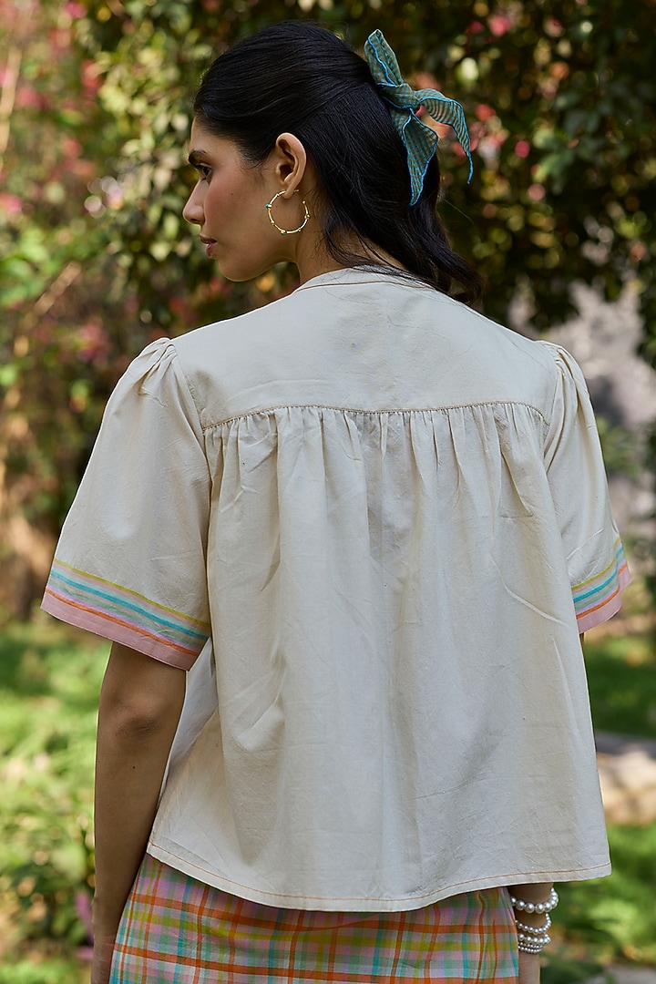 White Handwoven Cotton Blouse by Surmaye at Pernia's Pop Up Shop