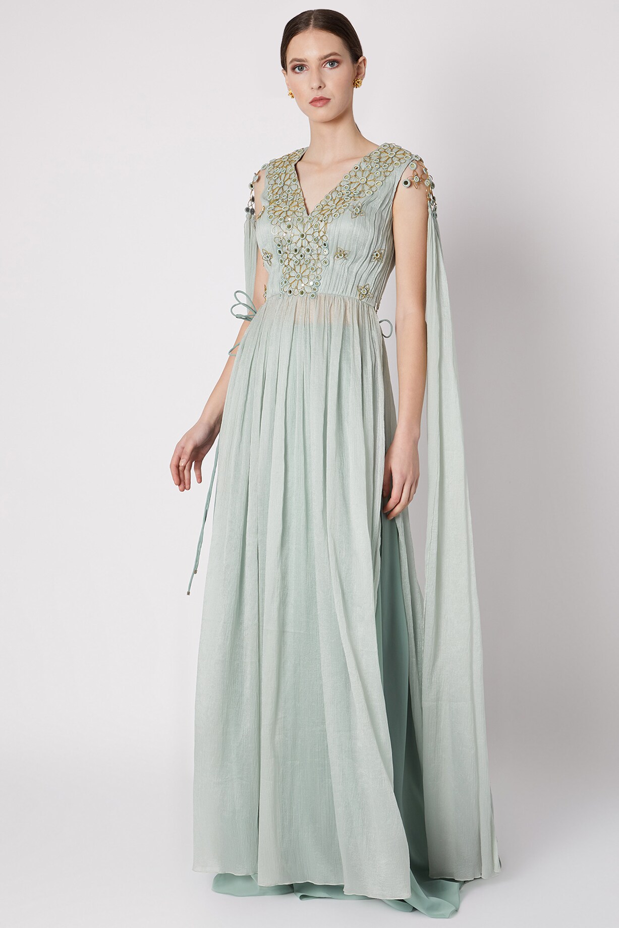 Cameo Green Embroidered Dress With Flared Pants by Supria Munjal at  Pernia's Pop Up Shop 2026