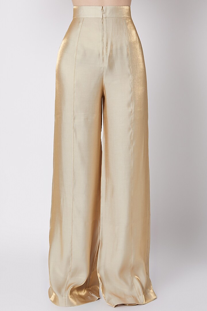 Gold Embroidered Jacket With Flared Pants by Supria Munjal at Pernia's Pop Up Shop