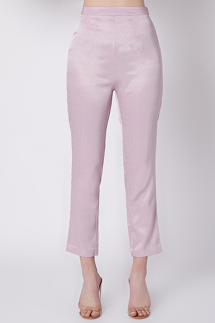 Snow Lilac Embroidered Bomber Jacket With Pants by Supria Munjal at Pernia's Pop Up Shop