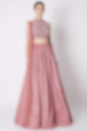 Blush Pink Embroidered Skirt Set by Supria Munjal