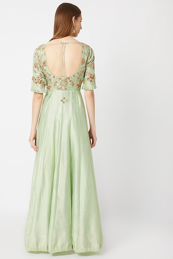 Mint Green Embroidered Kurta Palazzo Set by Sumayah at Pernia's Pop Up Shop