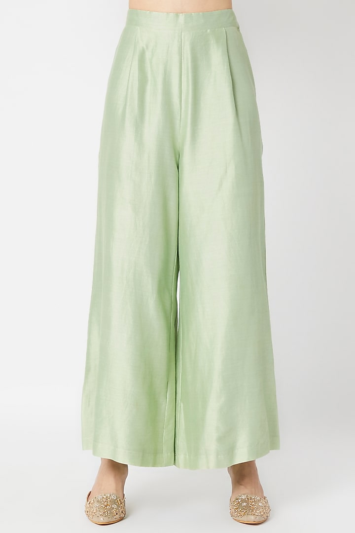 Mint Green Embroidered Kurta Palazzo Set by Sumayah at Pernia's Pop Up Shop