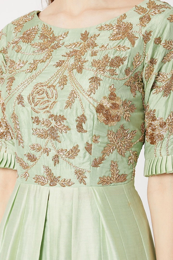 Mint Green Embroidered Kurta Palazzo Set by Sumayah at Pernia's Pop Up Shop