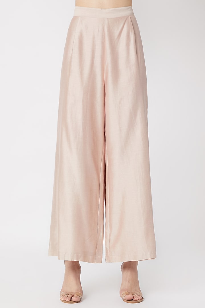 Blush Pink Embroidered Kurta Palazzo Set by Sumayah at Pernia's Pop Up Shop