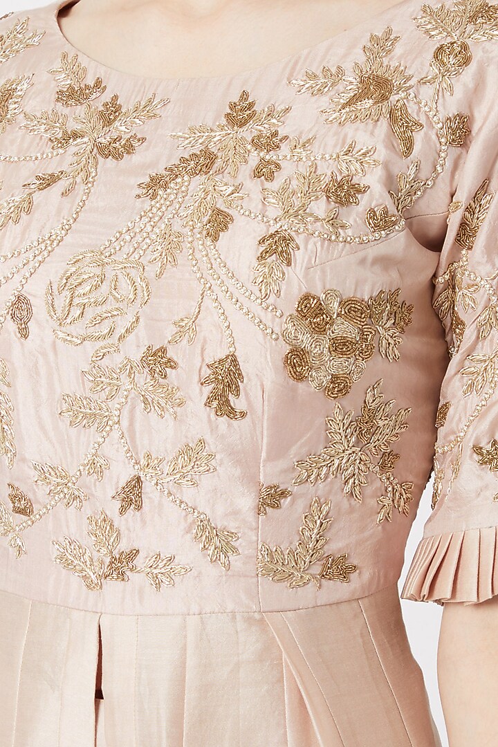 Blush Pink Embroidered Kurta Palazzo Set by Sumayah at Pernia's Pop Up Shop