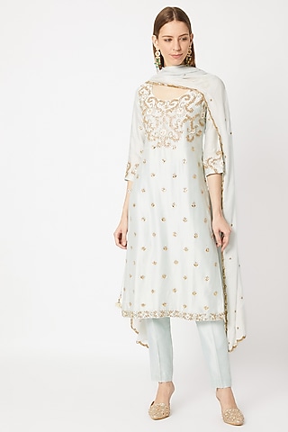 Sky Blue Embroidered Kurta Set by Sumayah